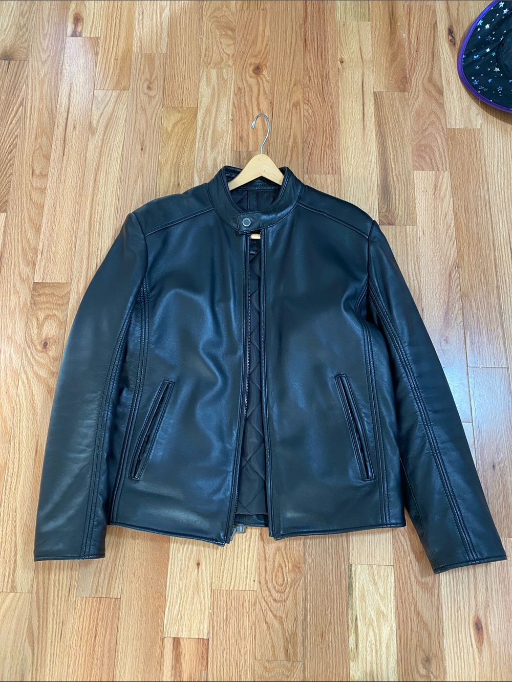 Marc New York Sade New York Black Leather Moto-Style Bomber